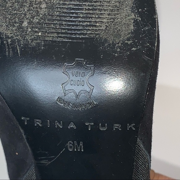 Trina Turk Womens 6 Ankle Boots Black Suede Calf Hair High Heeled Booties - Picture 10 of 11